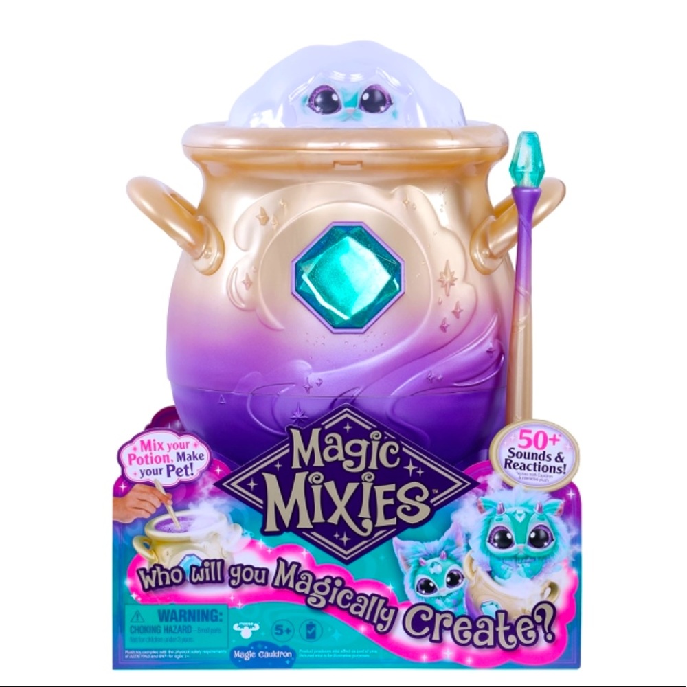 Magic Mixies Magical Misting Cauldron with Interactive 8 inch Blue Plush Toy
